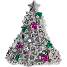 Kadın Yılbaşı Ağacı Taşlı Gümüş Charm