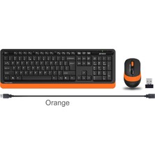 A4Tech FG1010 Nano  Alıcı 2000DPI Kablosuz Multimedia Türkçe Klavye + Mouse Seti - Siyah/Turuncu