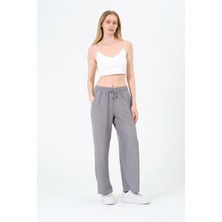 Rich Kadın Yüksek Bel Bol Paça Keten Pantolon