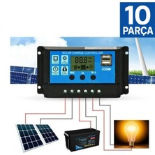 10'lu Paket Güneş Paneli Akü Şarj Kontrol Cihazı 10 AMPER-12V 24V