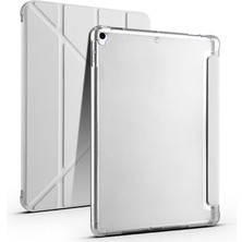 Apple iPad 7. Nesil 10.2 Inc (2019) Yatay ve Dikey Standlı Antişok Köşe Korumalı Kalemlikli Origami Slikon Kılıf A2197 A2200