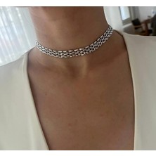 Silver Renkli Hasır Zincir Kolye