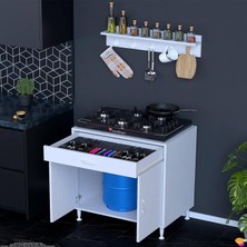 Modilayn DOQU (XXXL) Set Ocak Altı Dolap 80x88x48 cm, Çekmeceli, Kpk, Tüp Bölmeli Ve Baharat Raflı