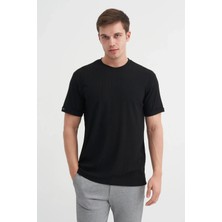 Cazador Bisiklet Yaka Regular Fit Dokulu Tişört