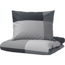 IKEA Brunkrıssla Nevresim Seti 150 x 200 - 50 x 60 cm Siyah Tek Kişilik Pamuk - Viskon Çıtçıtlı