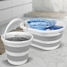 2'li Set Katlanabilir Çamaşır Sepeti Katlanabilir Akordiyon Su Kovası Magic Akordiyon Temizlik Seti