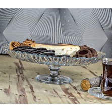 Decocia 33 cm Oval Ayaklı Cam Meyvelik Sunum Kasesi Vega Desenli