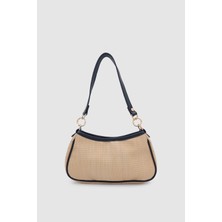 Norel Monogram Baget ve Çapraz Hasır Çanta Siyah