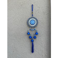 Nazar Boncuklu Mavi Zilli Rüzgar Çanı/ Nazarlıklı Rüzgar Çanı/duvar Dekoru Nazarlık-40 cm