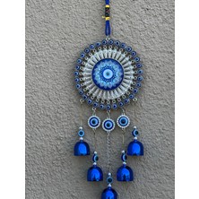 Nazar Boncuklu Mavi Zilli Rüzgar Çanı/ Nazarlıklı Rüzgar Çanı/duvar Dekoru Nazarlık-40 cm