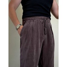 Ares Erkek Koyu Mürdüm Keten Kumaş Pantolon Yazlık Rahat Kalıp Hafif Rahat Kumaş