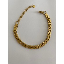 Stainless Steel Çelik Kral Model Gold Bileklik