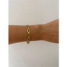 Stainless Steel Çelik Altıgen Desenli Gold Bileklik