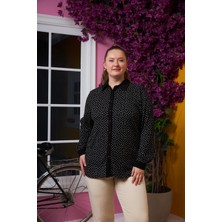 Bürümcük Kumaş Büyük Beden Gömlek Puantiyeli