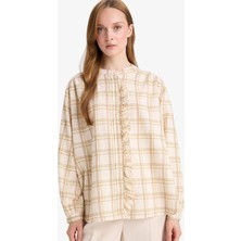 DeFacto Relax Fit Ekose Desenli Uzun Kollu Tunik F4868AX25AU