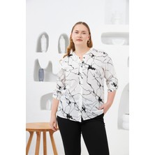 Kol Apolet Detaylı Büyük Beden Hakim Yaka Gömlek Ekru