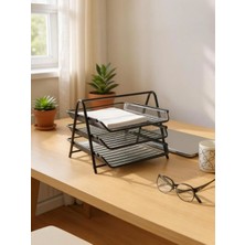 Need Siyah 3 Katlı Metal Tel Evrak Rafı ND-1005