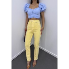 Juliet Açık Sarı Renk Yüksek Bel Slim Fit Jeans