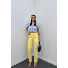 Juliet Açık Sarı Renk Yüksek Bel Slim Fit Jeans