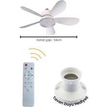 Tay-Tech Rbr Tavan Vantilatörlü LED Ampul, Kumandalı, 3 Renkli, Kademe Ayarlı, Sessiz