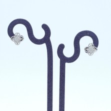 Munels S925 Ayar Zirkon Taşlı Yonca Gümüş Küpe - Gümüş Yonca Küpe