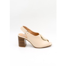 Venüs Kadın Hakiki Deri Günlük Topuklu Ayakkabı VN08518Y Bej