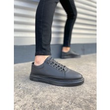 JET-0535 Prime Bağcıklı Cilt Erkek Günlük Sneaker Ayakkabı Cst - Siyah