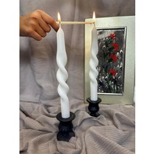 Burgulu Şamdan Beyaz Lüks 24CM
