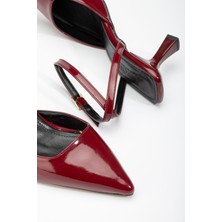 Rivina ST-004 Bordo Rugan Günlük 7 cm Topuklu Bayan Ayakkabı