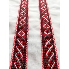 Altay Aksesuar Bordo Beyaz Örme Şerit