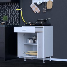 Modilayn QPLAS (L) Set Ocak Altı Dolap 65x88x56 cm Çekmeceli, Kapaklı 2 Göz Raf Bölmeli
