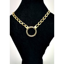 Gold Renk Zincir Figürlü Kararmaz Özel Tasarım Kolye