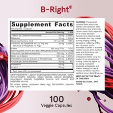 Jarrow Formulas B-Right B Complex Vitamin B1 B2 B3 B5 B6 P-5-P B12 Folate Choline Inositol Biotin P-5-P Niacin Kolin