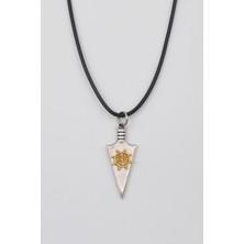 Bu Farklı Ok Ucu Dümen Figürlü Deri Ip Kolye - Gümüş Kaplama - Erkek Kadın Kolye - 31944