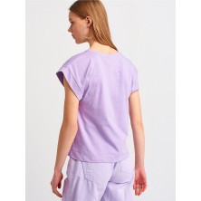 3504 Bisiklet Yaka Penye T-Shirt-Lila