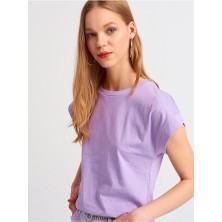 3504 Bisiklet Yaka Penye T-Shirt-Lila