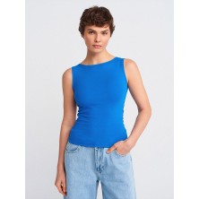 Dilvin 20868 Kayık Yaka Kolsuz Top-Saks