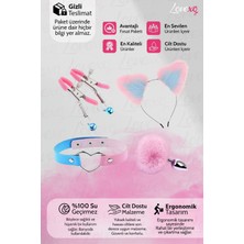 LoveXO 4'lü Tavşan Fantezi Seti – Metal Tabanlı Tavşan Peluşlu Plug + Aksesuar Seti Pembe-Mavi
