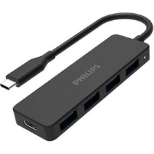 Zibox Philips SWR1603G/93 Siyah 20 Cm Kablolu Type-C To 4xUSB 3.0 Çoklayıcı