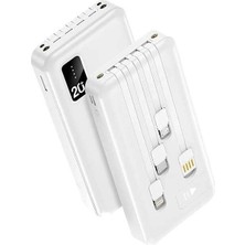 Powerway TX209 20.000MAH Kablolu Dijital Göstergeli Fenerli Powerbank Dahili Telefon Stand (Micro - Type C - Lightning)