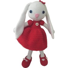 Kırmızı Şirin Uzun Kulak Tavşan Uyku Arkadaşı Amigurumi Organik Oyuncak