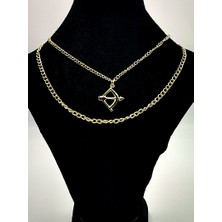 Gold Renk Zincir Figürlü Kararmaz Özel Tasarım Kolye