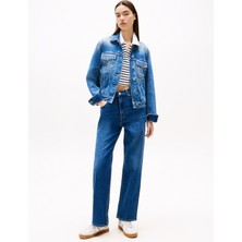 Tommy Jeans Yüksek Bel Düz Paça Slim Straight Koyu Mavi Kadın Denim Pantolon DW0DW200541BK