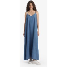 DeFacto Fashion Fit Akışkan Kumaş İnce Askılı Maxi Elbise D8258AX25SM