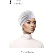 Weweus Beyaz Çiçek Kabartma Desen Premium Kadın Bone
