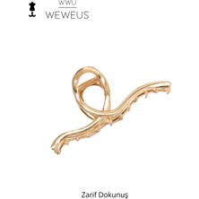 Weweus Kadın Gold Altın Renk Parlak Dalgalı Premium Toka