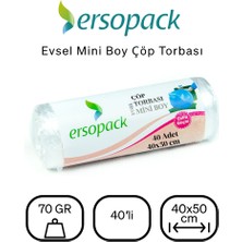Ersopack Evsel 40 x 50 cm Çöp Torbası Mini Boy Çöp Poşeti 40 x 4'lü