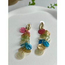 Akrilik Pullu Sallantılı Küpe (Renkli)