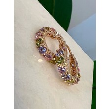 Renkli Taşlı Vıp Seri Halka Küpe 3 cm