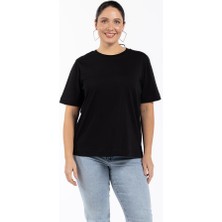 Murphy Bisiklet Yaka %100 Organik Pamuk Büyük Beden T-Shirt Siyah